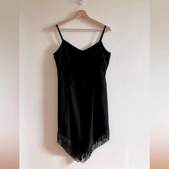 Dresses & Skirts - Vintage Jody of California Boho Festival Fringe Dress Spaghetti Straps - Size 9